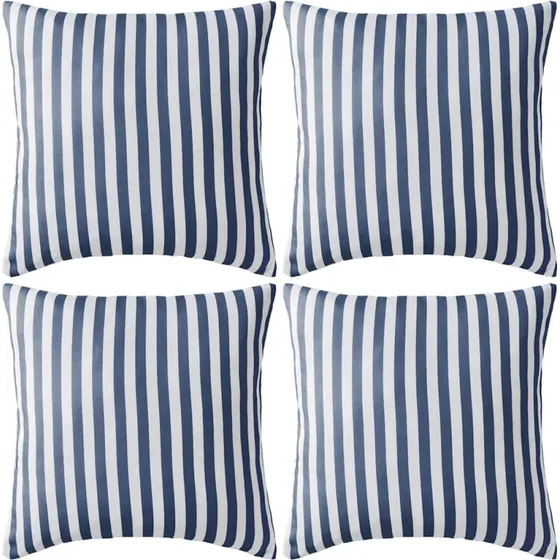 Udendørspuder 4 stk 45x45 cm stribet marineblå