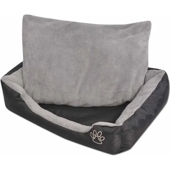 Hundeseng L med polstret hynde, sort - skridsikker