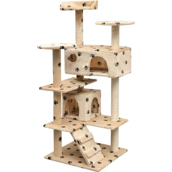 Kradsetr til katte 125 cm med sisal og poteprint, beige