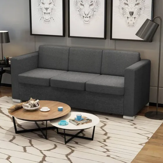 3-personers sofa i mørkegråt stof