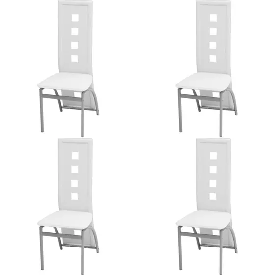 Spisebordsstole 4 stk. hvidt kunstlder & stl