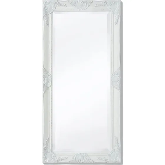 Vgspejl 100x50 cm i barokstil, hvid ramme