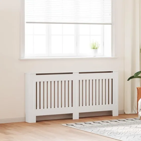 Radiatorskjuler 172 cm hvid MDF - lameldesign