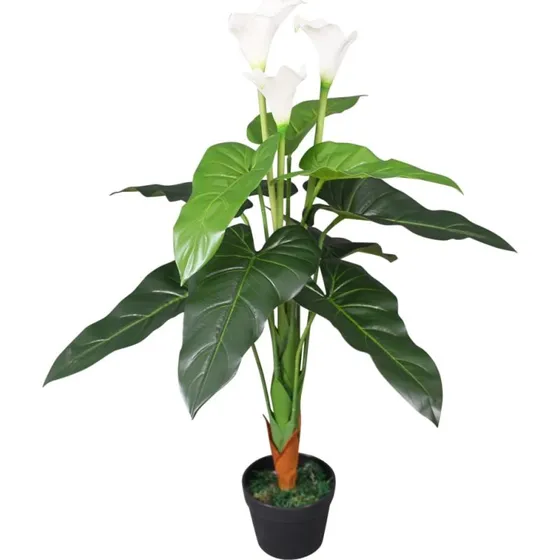 Kunstig kallalilje i potte 85 cm - hvid, realistisk