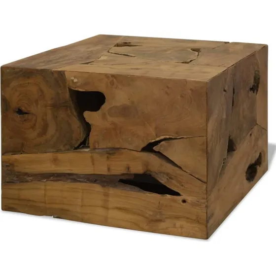 Sofabord i ægte teak 50x50x35 cm – rustik, håndlavet