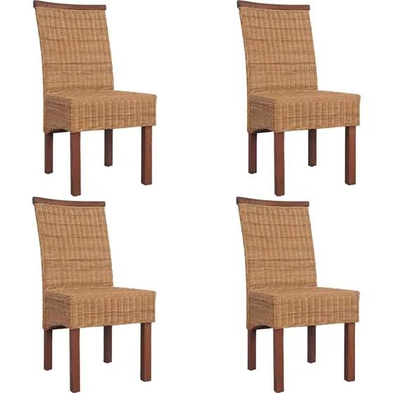 Rattan spisebordsstole 4 stk. - natur