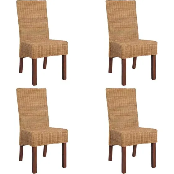 Spisebordsstole 4 stk. natur rattan, brun