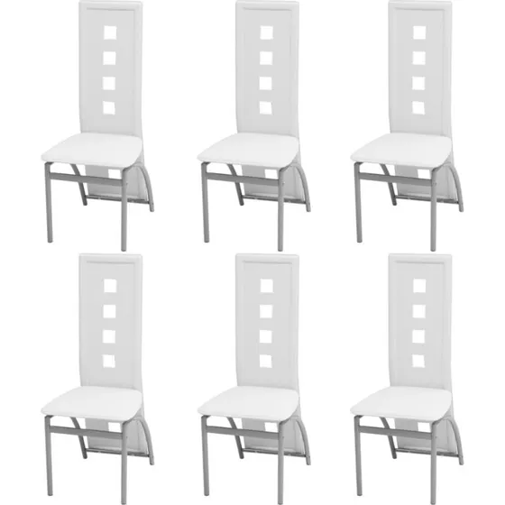 Spisebordsstole 6 stk. i hvidt kunstlder og stl