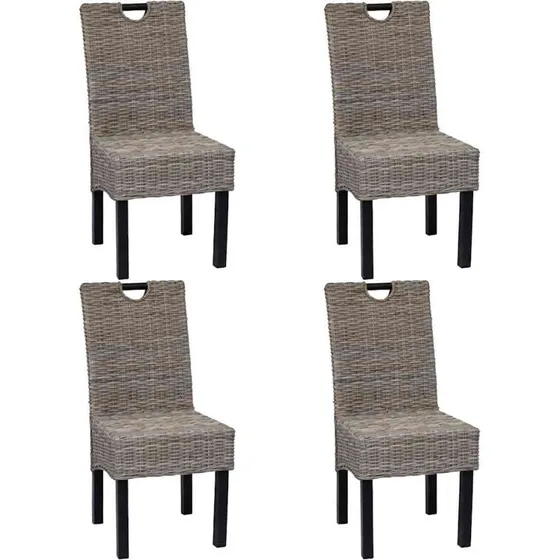 Spisebordsstole 4 stk. kubu-rattan med stel i mangotr