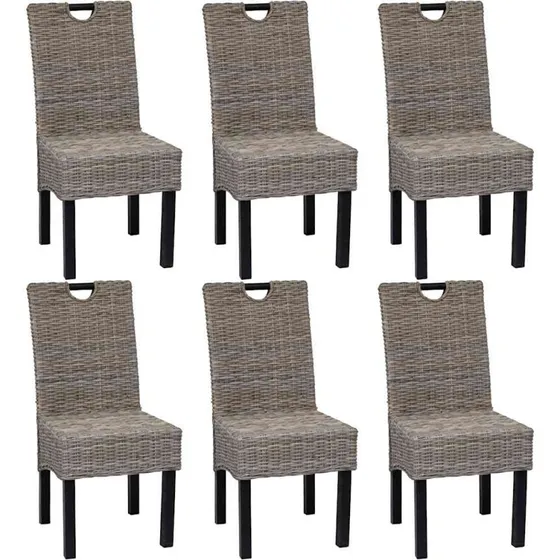 Spisebordsstole 6 stk. Kubu-rattan med mangotræstel