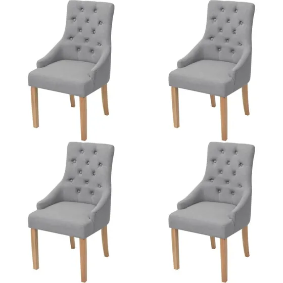 Spisebordsstole 4 stk. stof lysegr med egetrsben