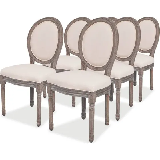 Spisebordsstole 6 stk. creme linned  polstret og stabil