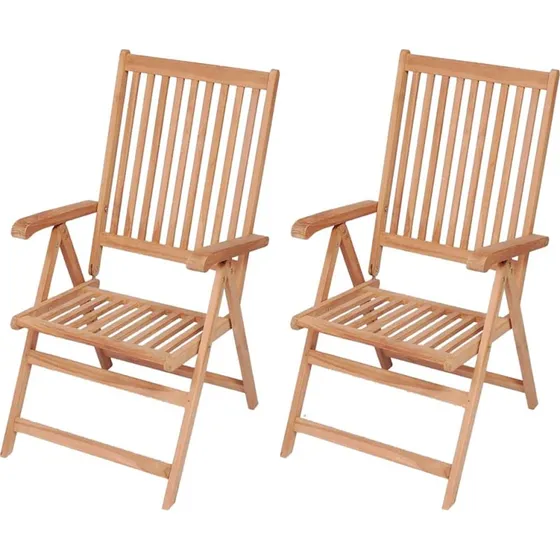 Havelænestole 2 stk. i massivt teaktræ (foldbare)
