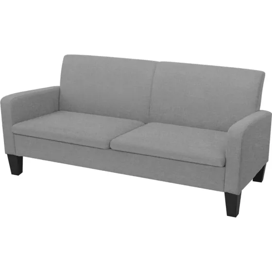 3-personers sofa 180x65x76 cm i lysegråt stof