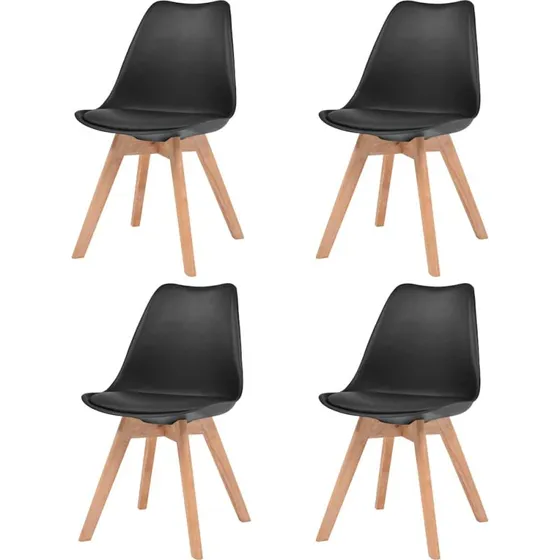 Spisebordsstole 4 stk sort  ergonomisk plastik med trben