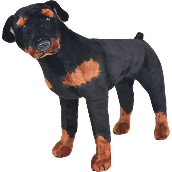 XXL stende rottweiler tjdyr i plysstof (79x69 cm)