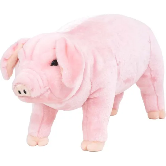 Stende tjdyr gris XXL lyserd - plysstof, 100 kg