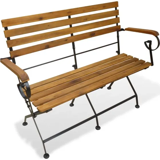 Foldbar havebænk i massivt akacietræ 112 cm