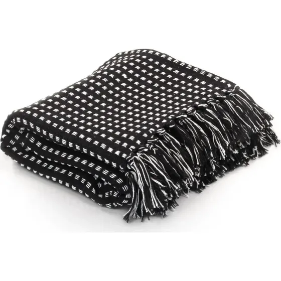 Plaid 220x250 cm i 100% bomuld – sort