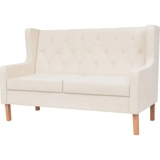 2-personers stofsofa cremehvid – komfortabel polyester sofa
