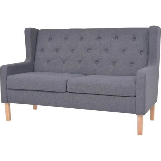2-personers sofa i gråt polyester, træramme (bredde 140 cm)