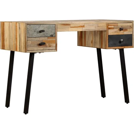 Skrivebord i massiv genbrugsteak 110x50x76 cm (vintage)