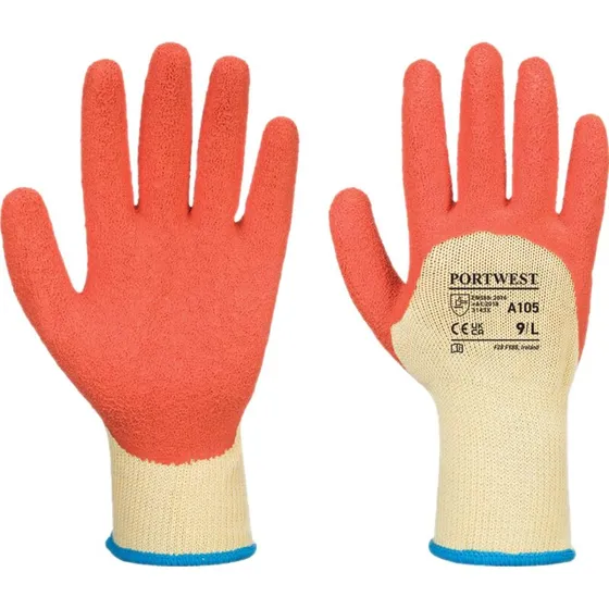 Portwest A105 Grip Xtra handske – 3/4 latex, gul/orange