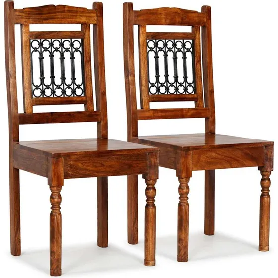 Spisebordsstole 2 stk. i massivt akacietr, honning