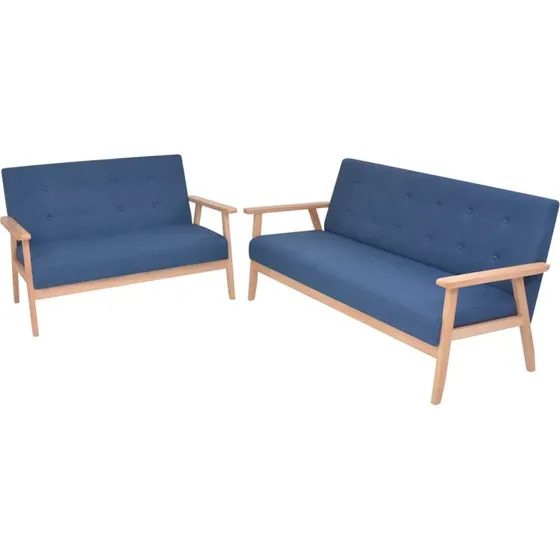 Sofasæt i 2 dele – blå polyesterstof