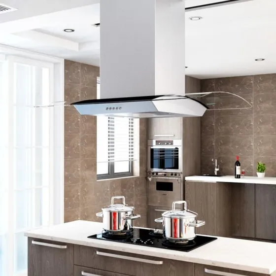 Ø-emhætte 90 cm, 756 m³/t – Rustfrit stål & LED