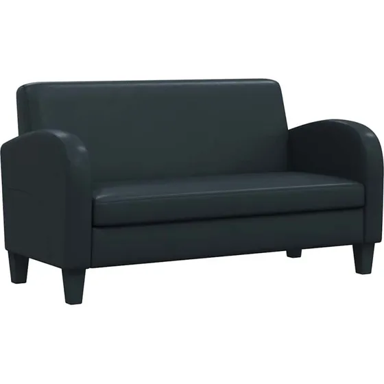 2-personers sofa i sort kunstlæder, træstel (139x70x76 cm)