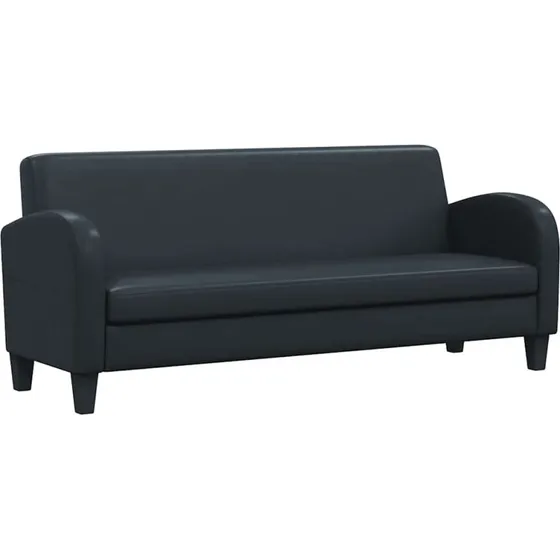 3-personers sofa i kunstlæder, sort – robust træstel