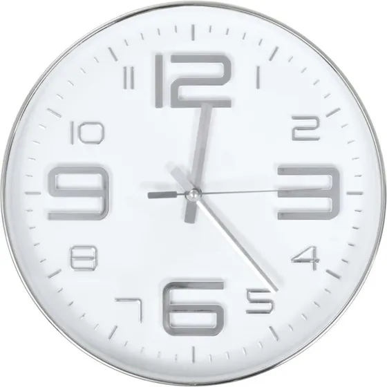 Vgur 30 cm  slvramme og hvid urskive