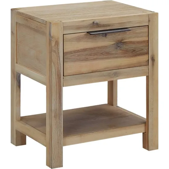 Natbord i massivt akacietræ 40×30×48 cm med skuffe