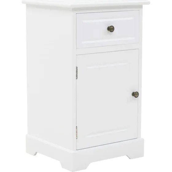 Sengebord 35x32x59 cm i MDF og fyrretræ - hvid