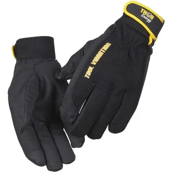 THOR Vibrationshandske Energy Tools str. 9, sort (PU/spandex)