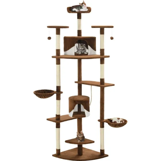 Kradsetræ med sisalstolper 203 cm – brun/hvid