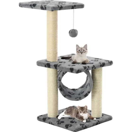 Kradsetræ til katte 65 cm med sisal - grå potespor