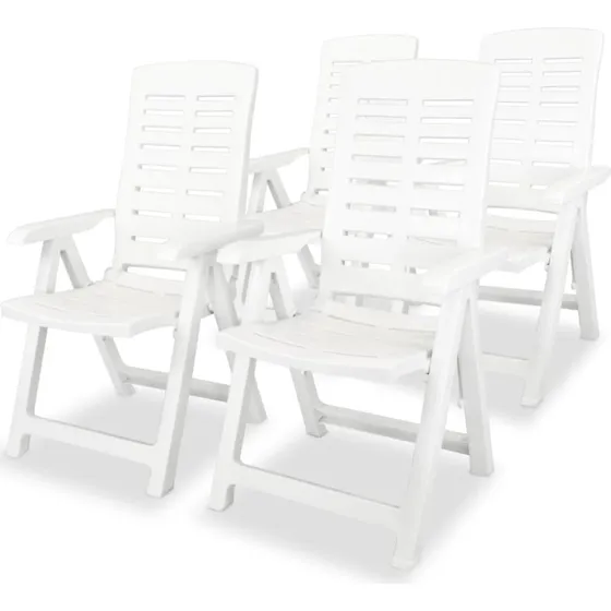 Havelænestole 4 stk. foldbare plastik – hvid