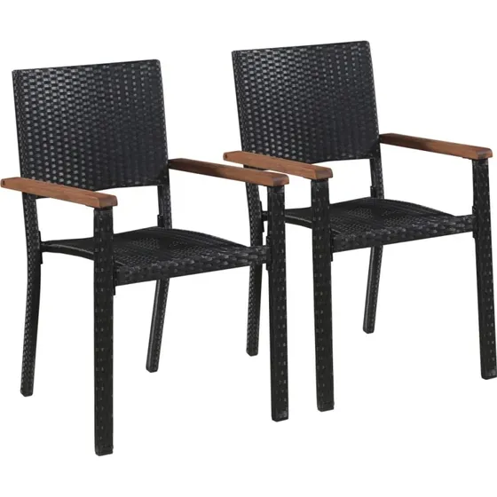 Havestole 2 stk. polyrattan sort med armlæn