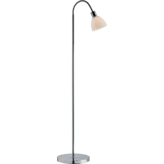 Nordlux Ray Single gulvlampe  krom med hvid glasskrm