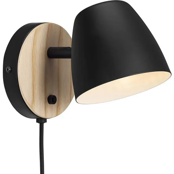 Nordlux Theo Vglampe  Sort metal med lyst tr