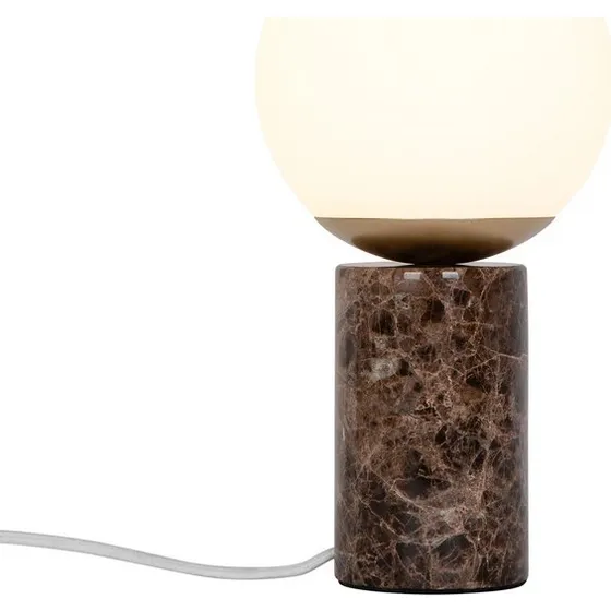 Nordlux Lilly bordlampe - brun marmor & opalhvid glas