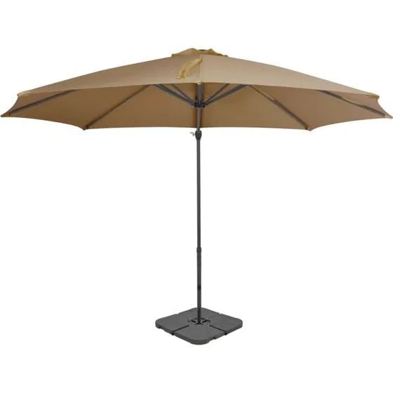 Haveparasol med transportabel fod - gråbrun, aluminium