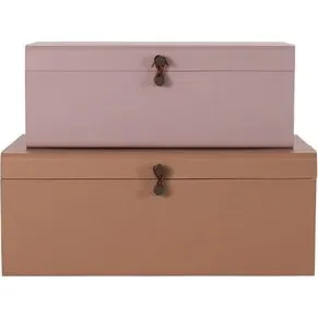House Doctor Metal Opbevaringskasser – Beige & Lyserød (Sæt)