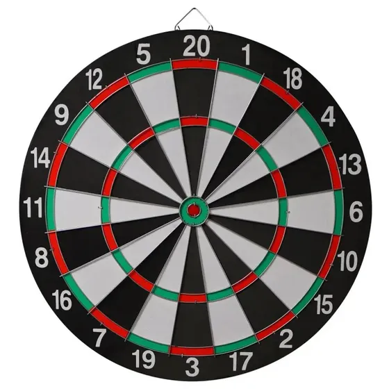 Dobbeltsidet dartskive med 6 dartpile