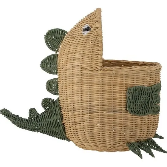 Bloomingville MINI Eddi Rattan-opbevaringskurv, Dinosaur 48 cm