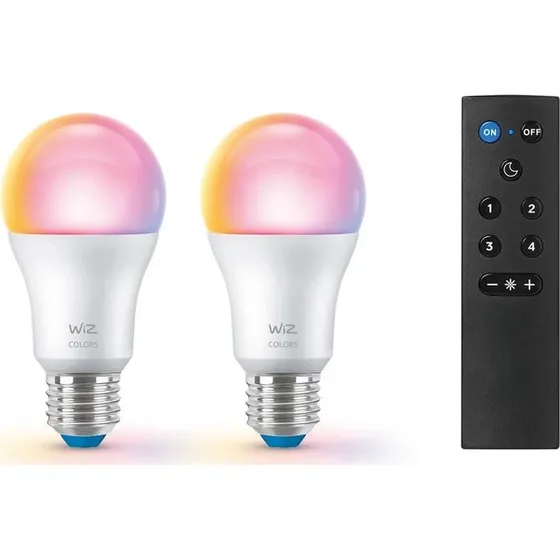 WiZ Smart Color 2-pak E27 RGBW 8,5W med WiZmote