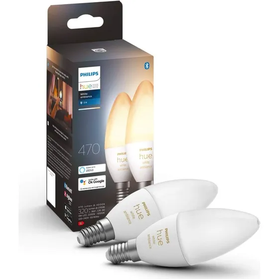 Philips Hue White Ambiance E14 Crown 2-pak