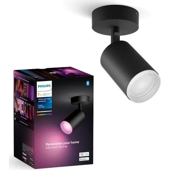 Philips Hue Fugato Single Spot - Sort (GU10, White & Color)